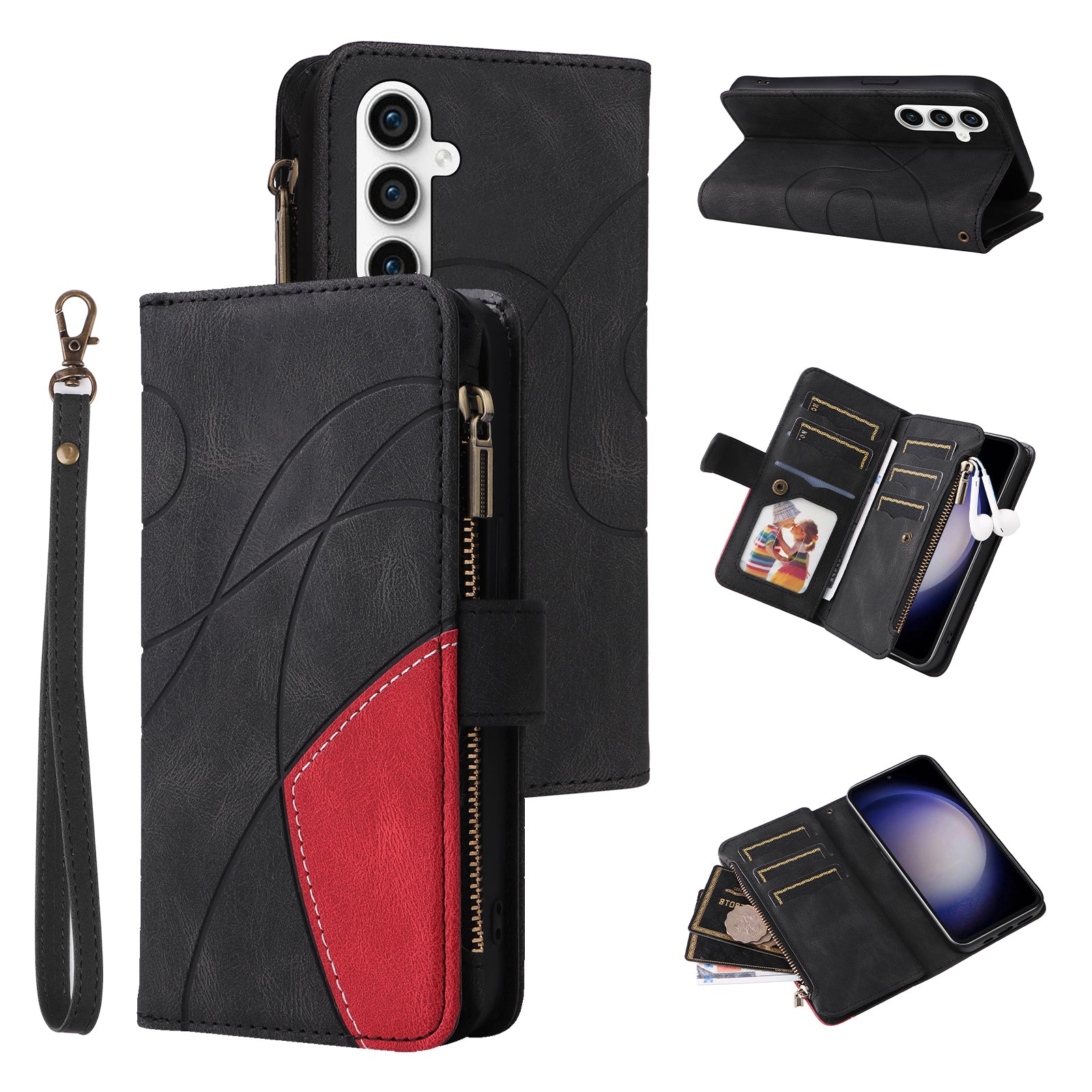 KT Multi-function Series-5 For Samsung Galaxy S23 FE Zipper Wallet Stand Case 9 Card Slots Splicing PU Leather Cover KT Multi-function Series-5 For Samsung Galaxy S23 FE Zipper Wallet Stand Case 9 Card Slots Splicing PU Leather Cover